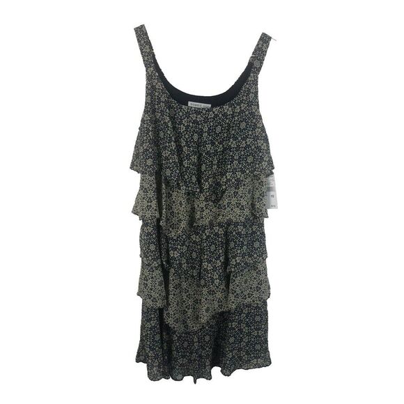 NWT! Robbie Bee Dress Womens Size 10 Navy Ivory Floral Tiered Ruffle Cottagecore - Picture 1 of 10
